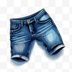 牛仔短裤矢量图片_蓝色牛仔裤