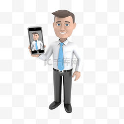 视频通话元素图片_穿着白衬衫和蓝色领带的商人进行
