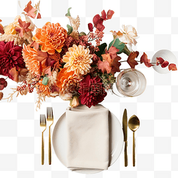 早午晚餐卷图片_节日餐桌布置与花卉装饰感恩节或