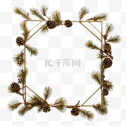 有空图片_圣诞树树枝上的框架，有空的文本