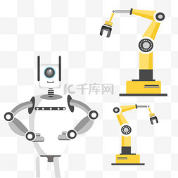机器人白色黄色机械手
