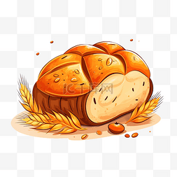烤面包手绘图片_感恩节烤面包卡通彩色剪贴画