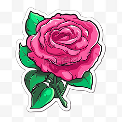 灰色背景剪贴画上的玫瑰贴纸插图