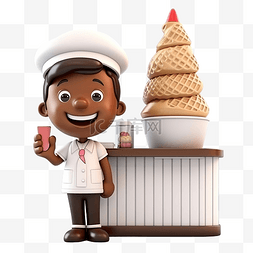 冰淇淋摊3D人物插画
