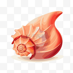 海螺壳图片_海螺剪贴画 红色海螺壳隔离在白