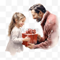 快乐父女图片_快乐的小女孩和她的父亲收到圣诞