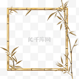 水彩的竹子图片_竹子风格的金框
