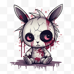 死树矢量图图片_可爱的僵尸兔子矢量图的巫毒娃娃