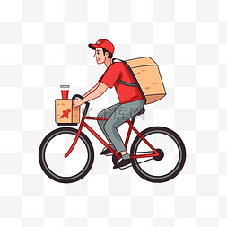去工作图片_孤立的送货员骑着电动自行车跑得