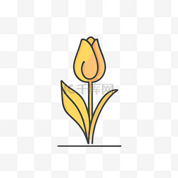 柔和黄色背景图片_带有方形黄色茎的橙色郁金香的插