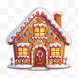 圣诞装饰小屋图片_姜饼屋饼干可爱的卡通圣诞装饰孤