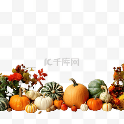 白砖图片_感恩节木制餐桌上的秋季南瓜和其