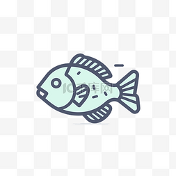 鱼平面图标线图标矢量插图用于徽