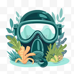 面罩吸氧图片_呼吸管剪贴画潜水面罩背景卡通 