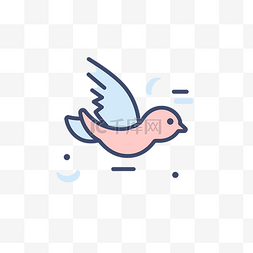 鸟在天蓝色和粉红色的线条图标中