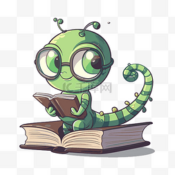 书虫剪贴画 戴眼镜的绿色小生物
