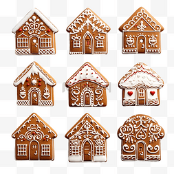 卡通冬天房子图片_釉面姜饼屋，饰有传统圣诞饼干