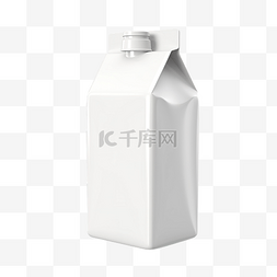 白色的牛图片_没有铭文的牛奶盒 3d 插图