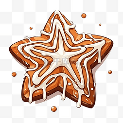 星號图片_圣诞饼干星淋上奶油涂鸦线性