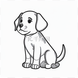 卡通小狗手图片_白色背景上可爱的小狗图画
