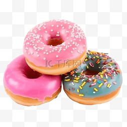 食物可爱风格图片_背景的彩色甜甜圈