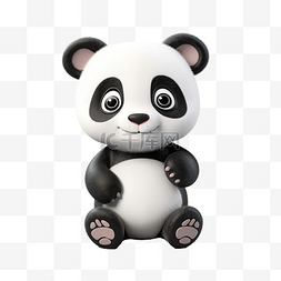 可爱的熊素材图片_可爱的熊猫 3d 插图