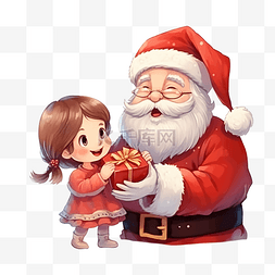 一个小女孩打开圣诞老人的圣诞礼