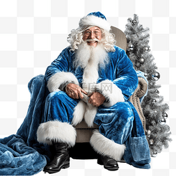 古埃及的祭司图片_穿着蓝色毛皮大衣的滑稽圣诞老人