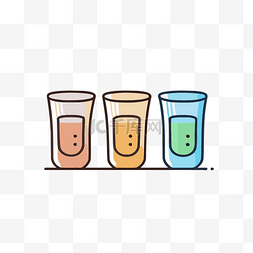 体验装图片_三个杯子，里面装着不同颜色的液