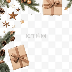 k线图片_木桌上有礼品盒和剪刀的圣诞组合