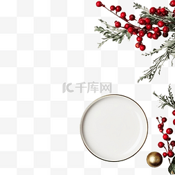 圣诞餐桌素材图片_美丽的圣诞餐桌布置，配有红色浆