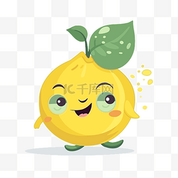 柠檬剪贴画卡通微笑柠檬拿着一片