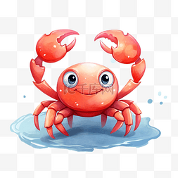 可爱的卡通螃蟹在海底动物