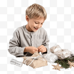 创意零浪费圣诞概念可爱男孩包装