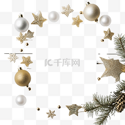 木桌上的白色圣诞贺卡和圣诞装饰