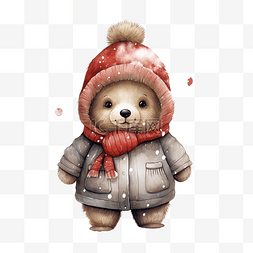 雪图片_穿着冬衣和雪的可爱熊