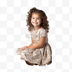 是k图片_穿着节日礼服的漂亮小女孩坐在圣