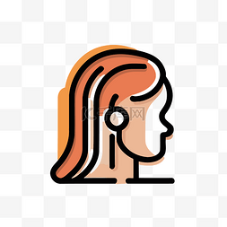 红头发女人头像的图标 向量