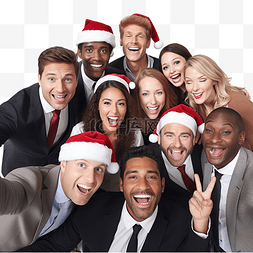 商务自拍图片_一群商人在工作中自拍的圣诞气氛
