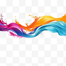彩色笔触泼漆丝带横幅波浪