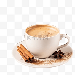白咖啡杯子图片_木桌上的一杯咖啡和圣诞装饰