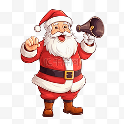 圣诞快乐圣诞老人拿着铃和扩音器