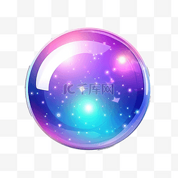 紫色的球图片_闪亮的蓝紫色发光星行星插画科学