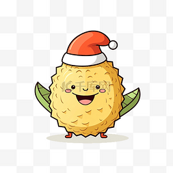 水果人物卡通图片_可爱有趣的榴莲水果人物庆祝圣诞