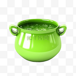 沸腾绿色液体的女巫大锅