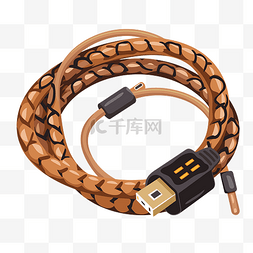 线剪贴画电缆编织尾线，带 USB 插