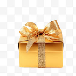 蝴蝶结装饰礼盒图片_用丝带和金色蝴蝶结装饰的金色礼