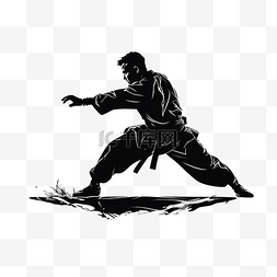 pencak silat 线条艺术剪影插图