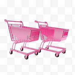 空的购物车图片_3d 空粉红色购物车或隔离篮