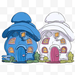儿童着色书插画蓝矮星房子